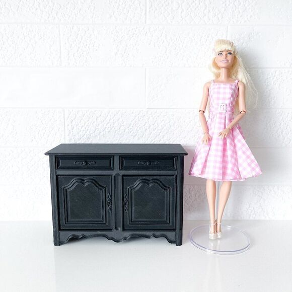 Barbie Miniature Dollhouse Black French Cabinet Sideboard 1:6 Scale 3D Printed - Picture 1 of 5